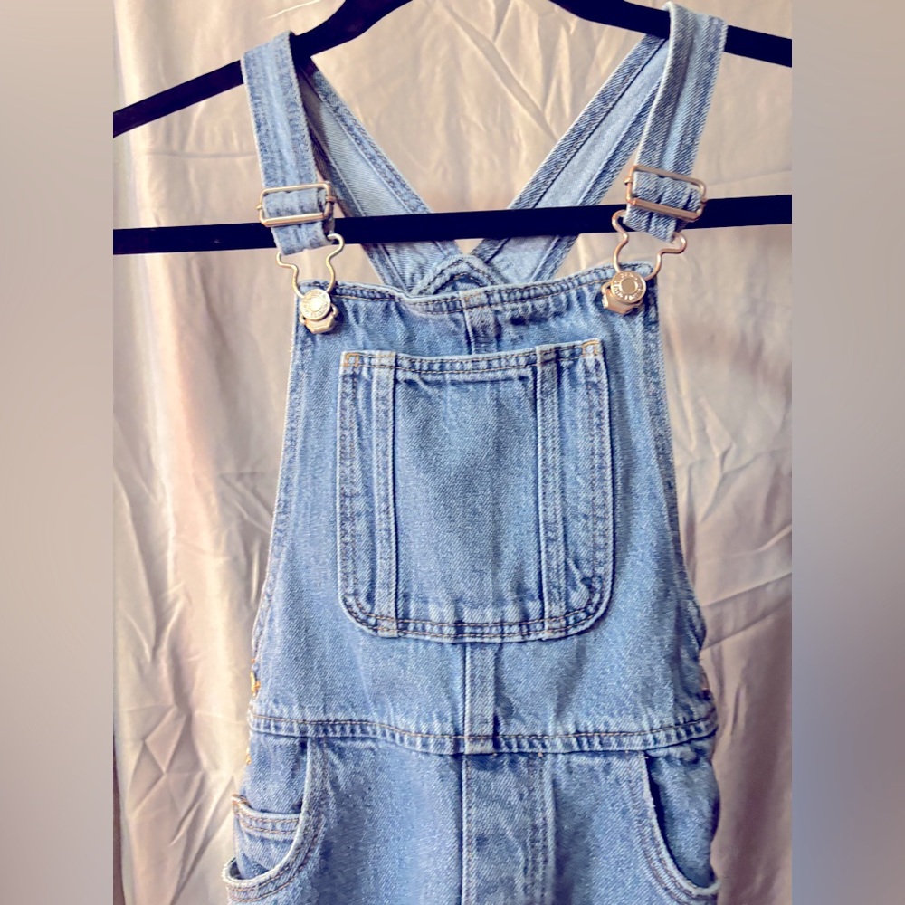 Distressed Blue Denim Overalls, Kids